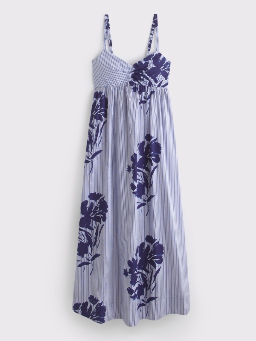 Sweetheart Babydoll Blue Floral Print Maxi Dress